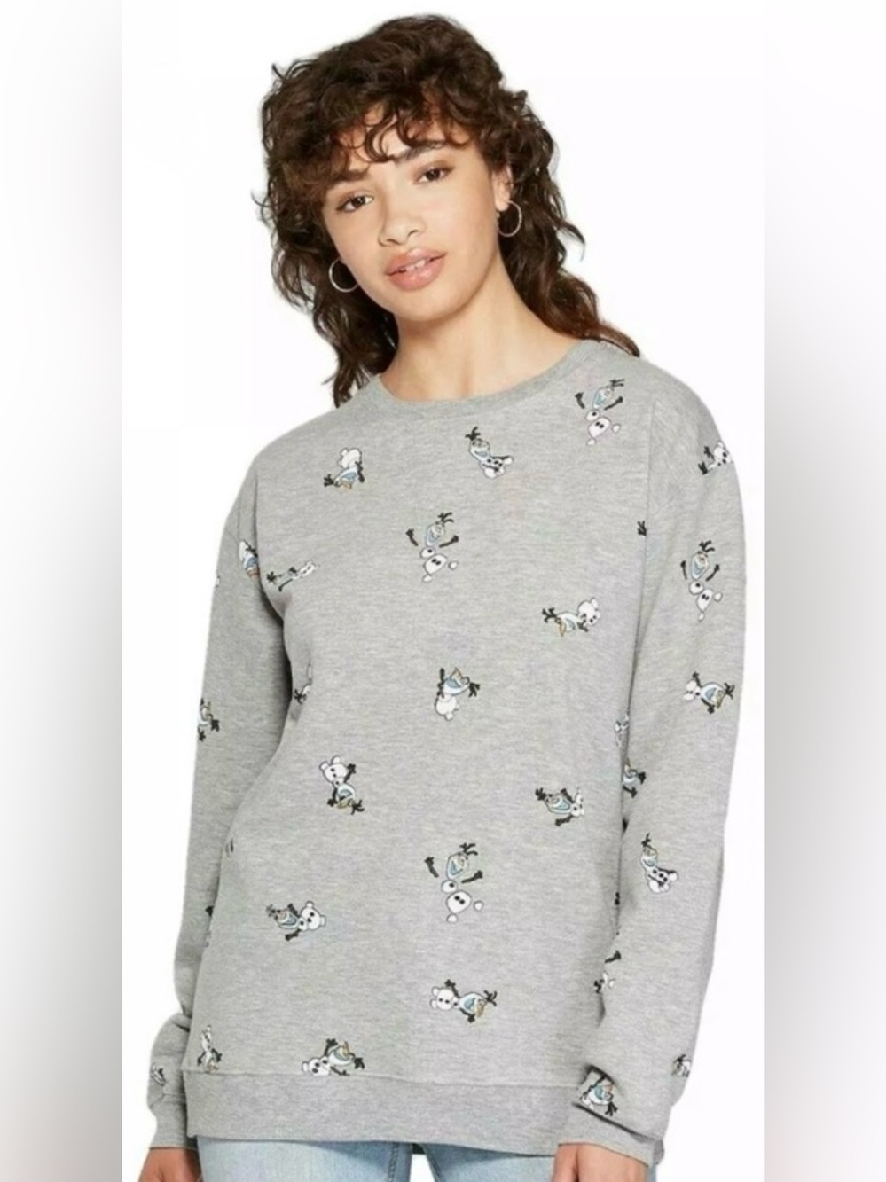 Disney Frozen crewneck sweatshirt w/Olaf in various playful poses. Sz.L